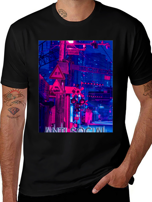 Cyberpunk Style Graphic Print T-Shirt