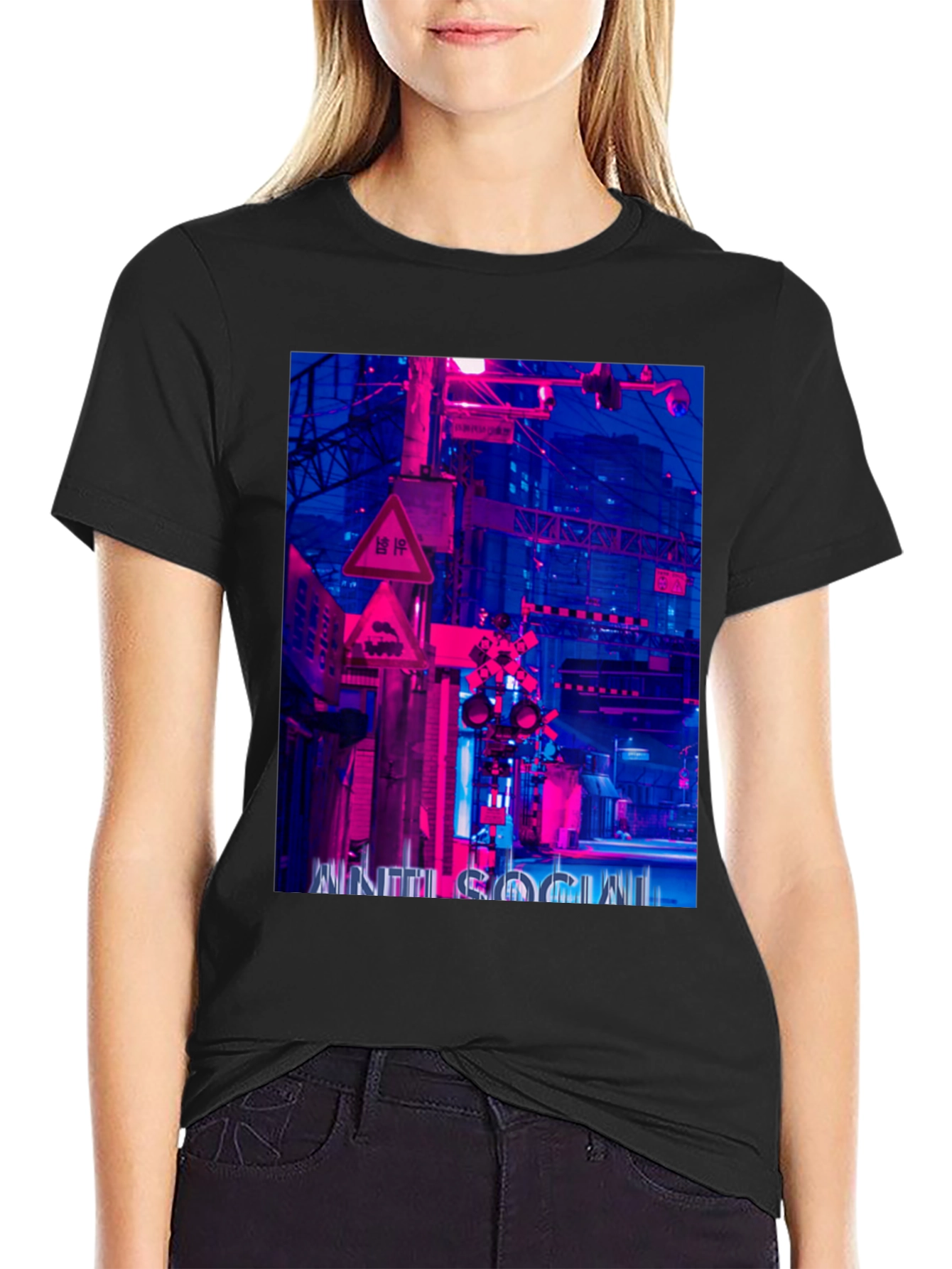 Cyberpunk Style Graphic Print T-Shirt