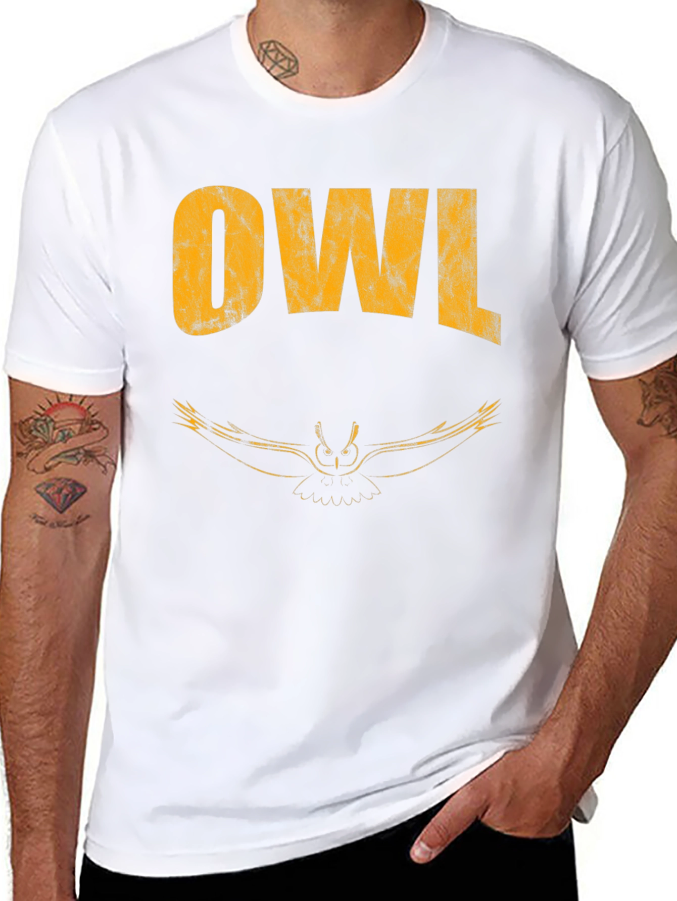 Cool Owl Graphic Print Black T-Shirt