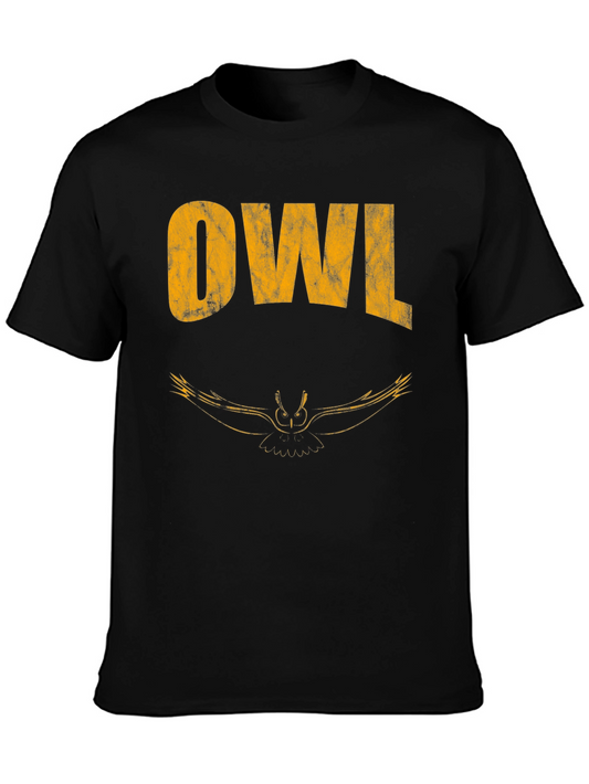 Cool Owl Graphic Print Black T-Shirt