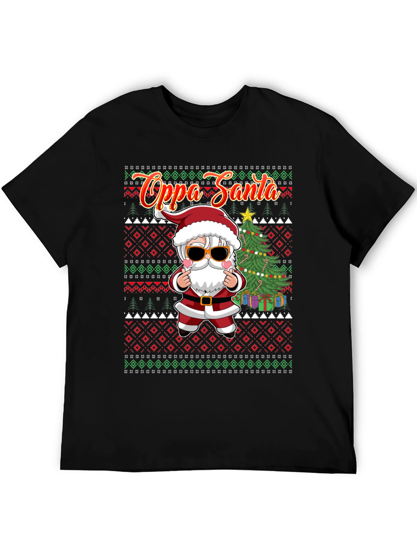 Oppa Santa Christmas Patterned Tee