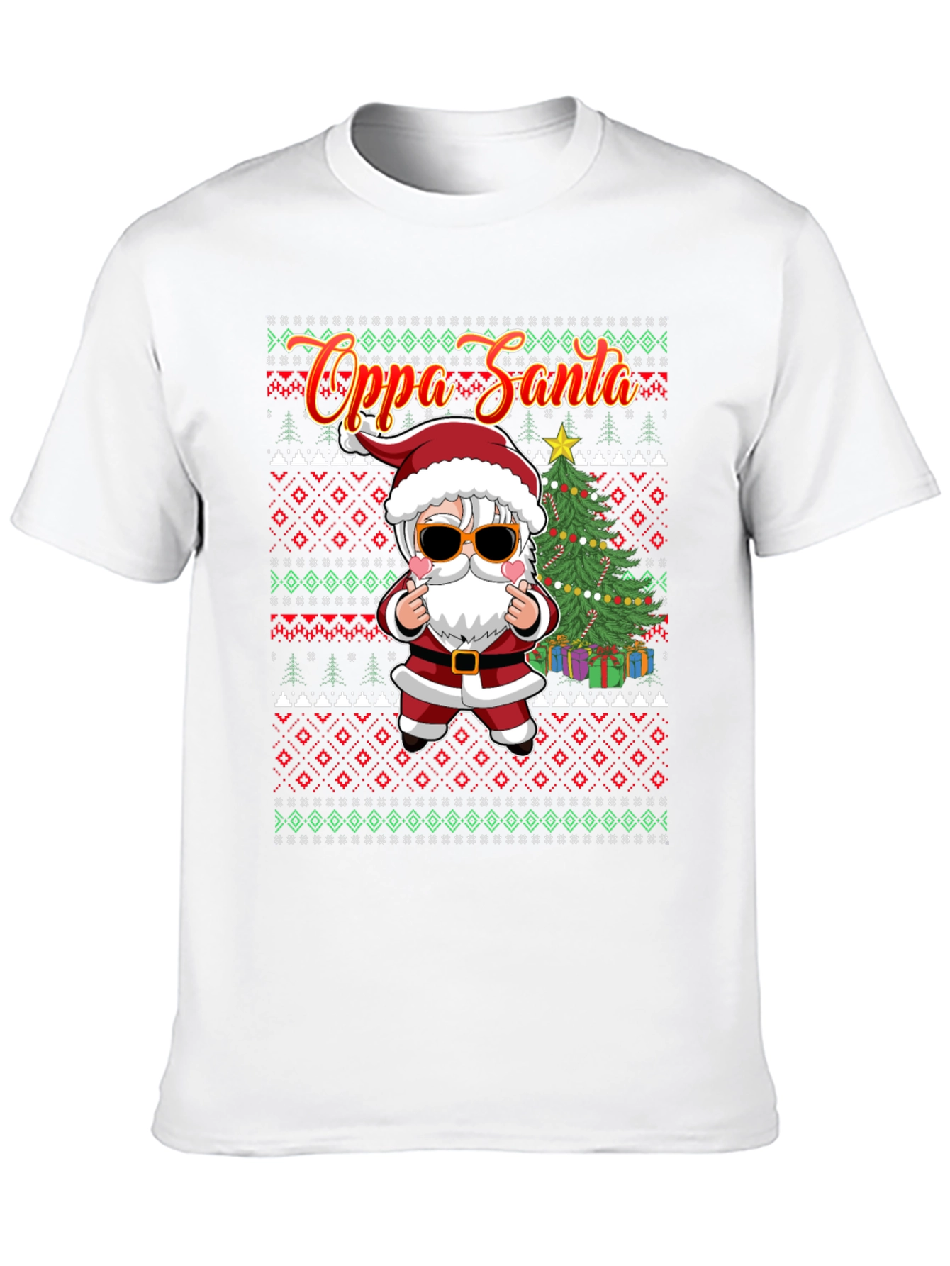Oppa Santa Christmas Patterned Tee