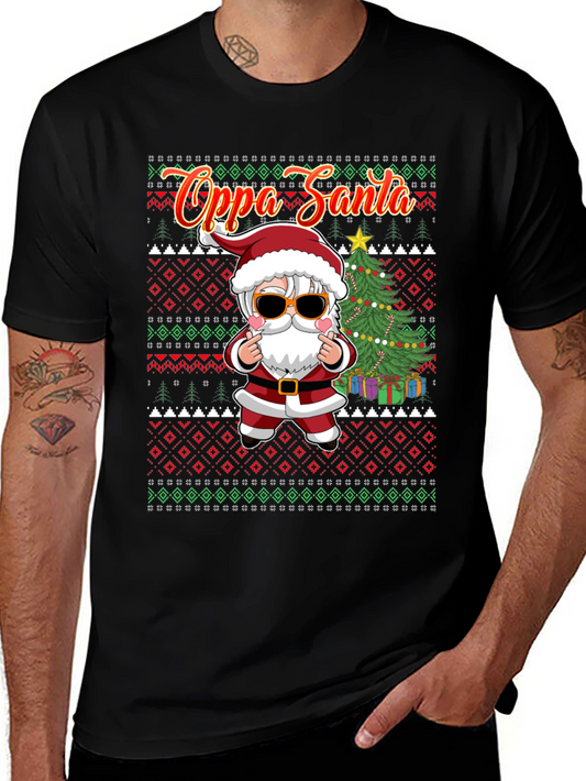 Oppa Santa Christmas Patterned Tee
