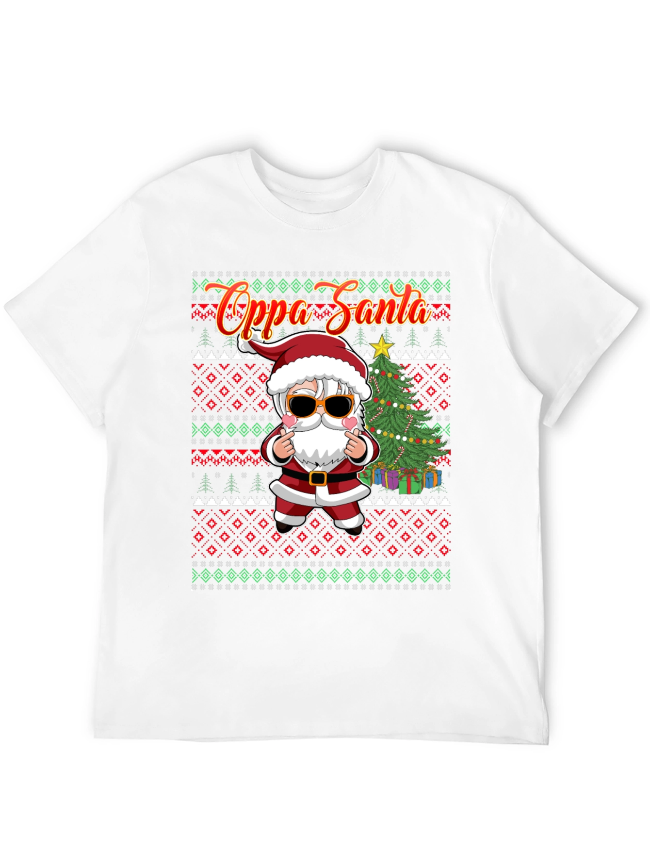 Oppa Santa Christmas Patterned Tee