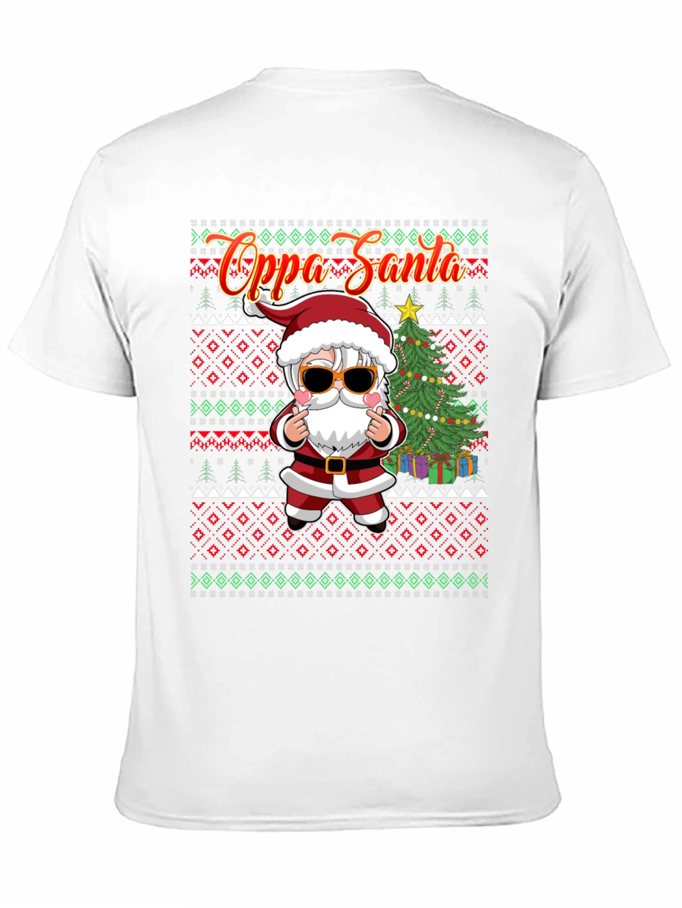 Oppa Santa Christmas Patterned Tee