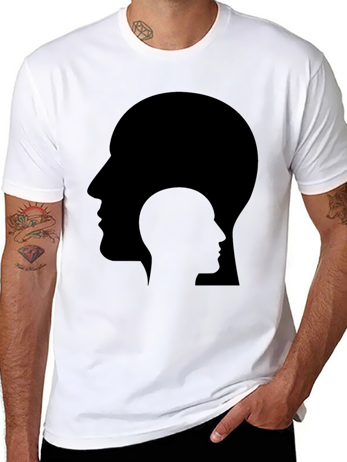 Abstract Head Silhouette Black T-Shirt