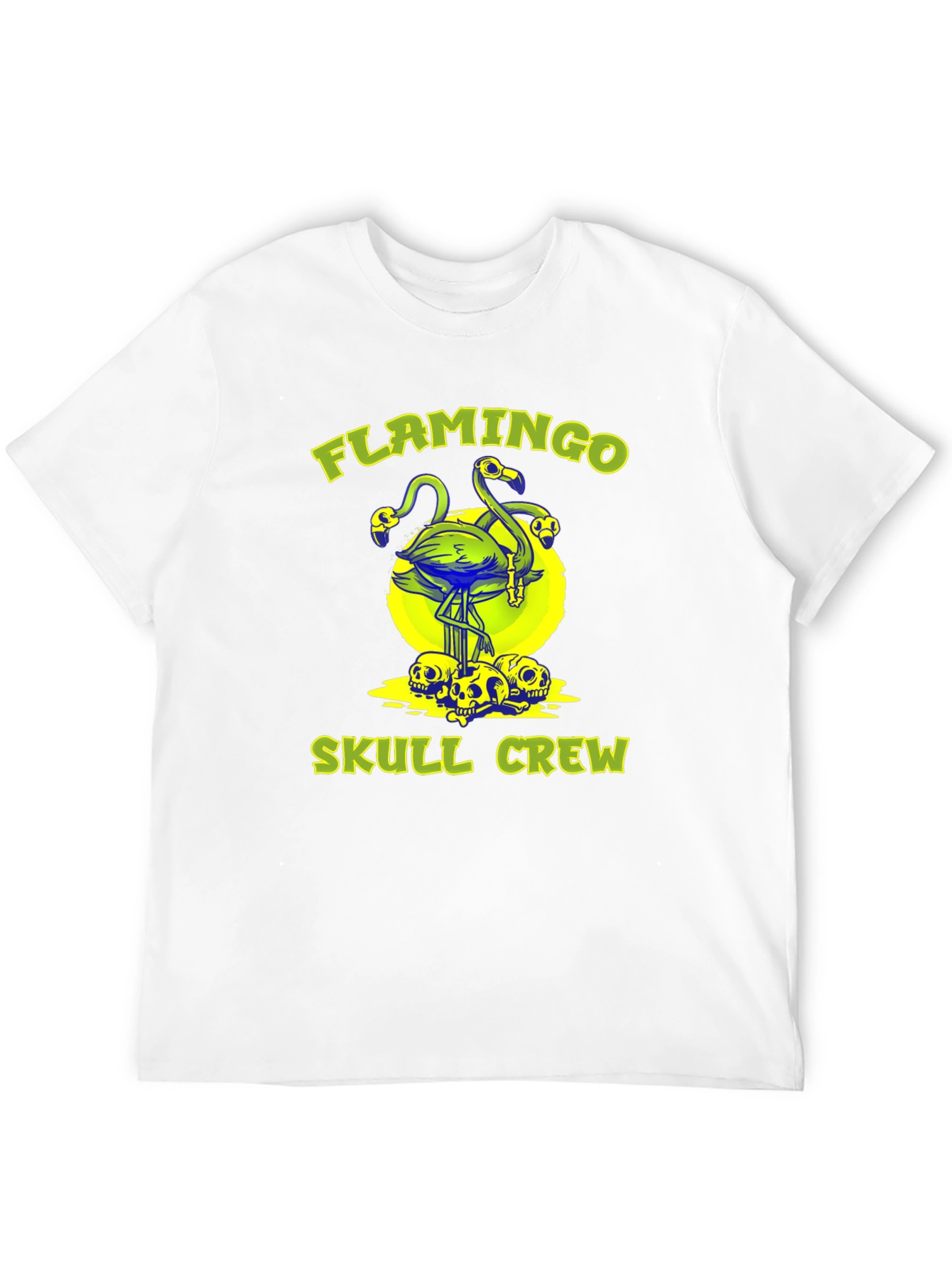 Flamingo Skull Crew Black Graphic Tee
