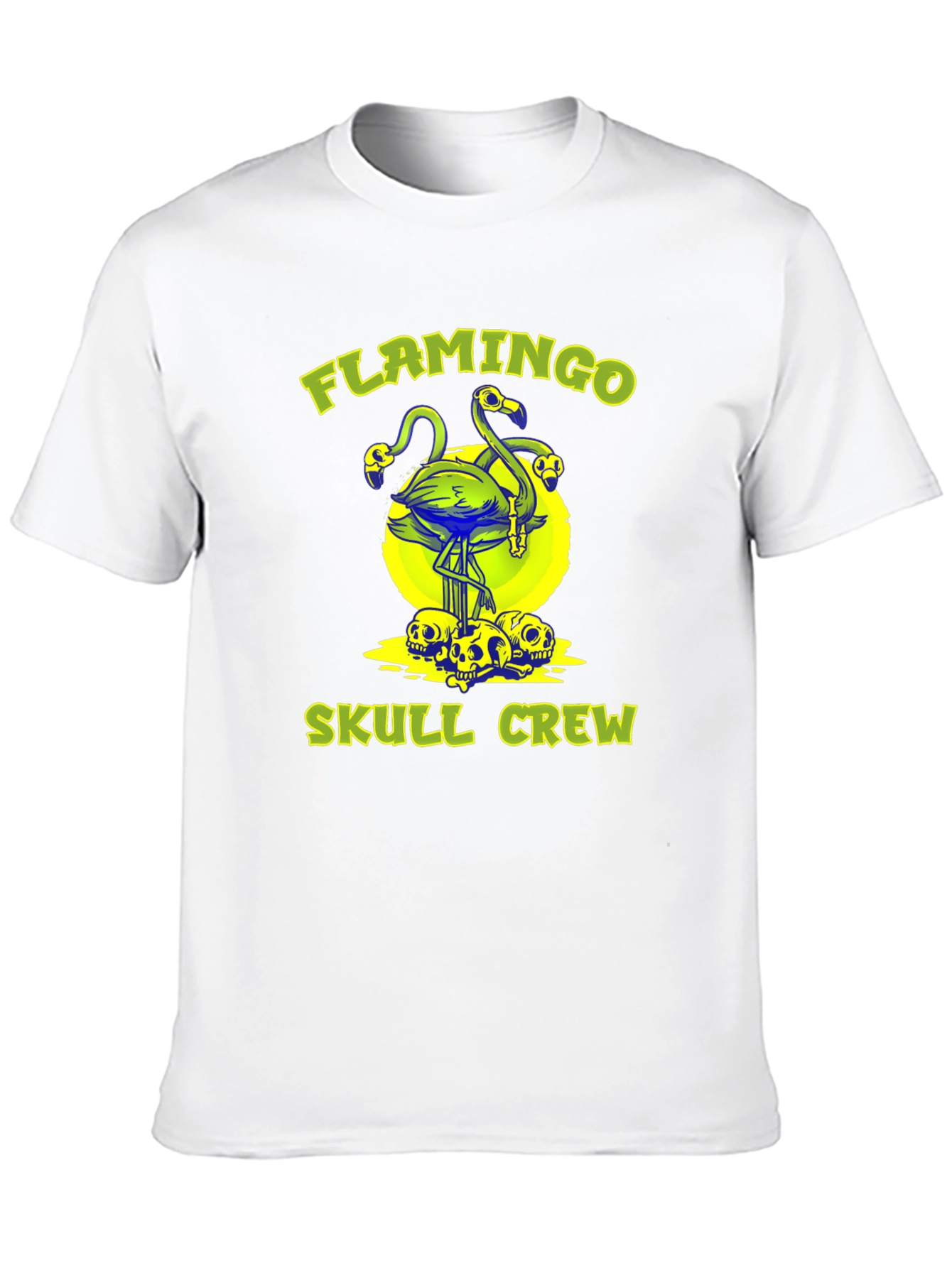 Flamingo Skull Crew Black Graphic Tee