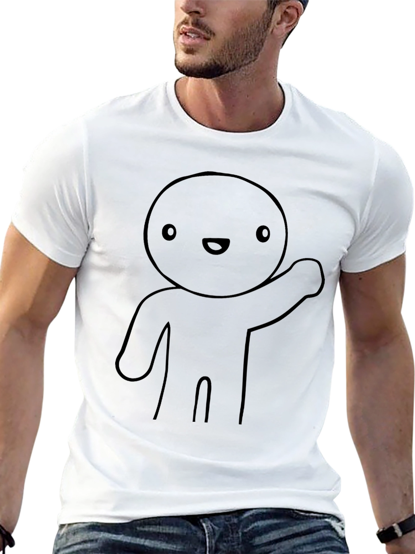 Cartoon Character Graphic Tee - Black