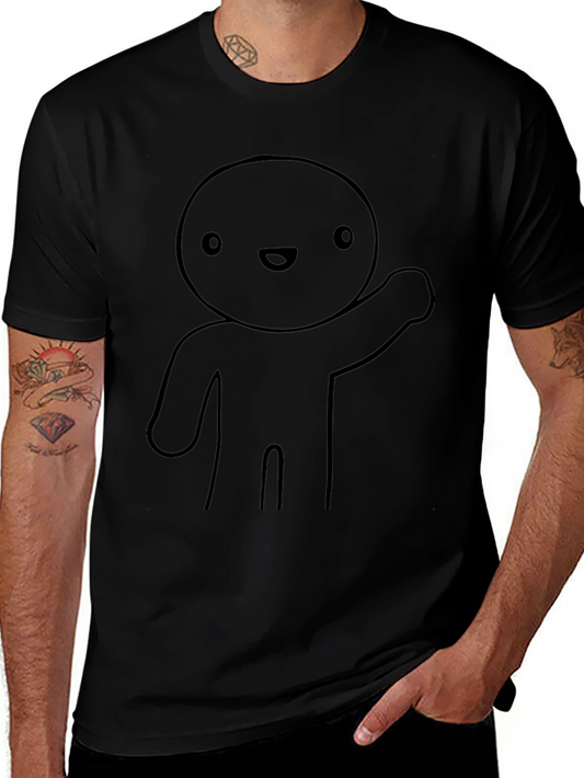 Cartoon Character Graphic Tee - Black