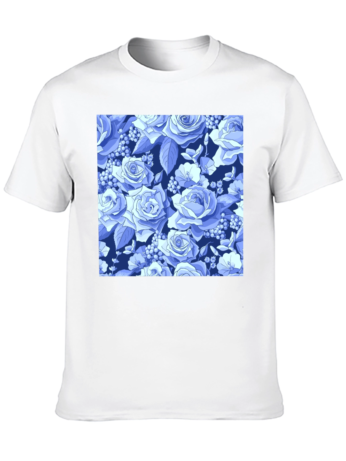 Floral Rose Print Black T-Shirt