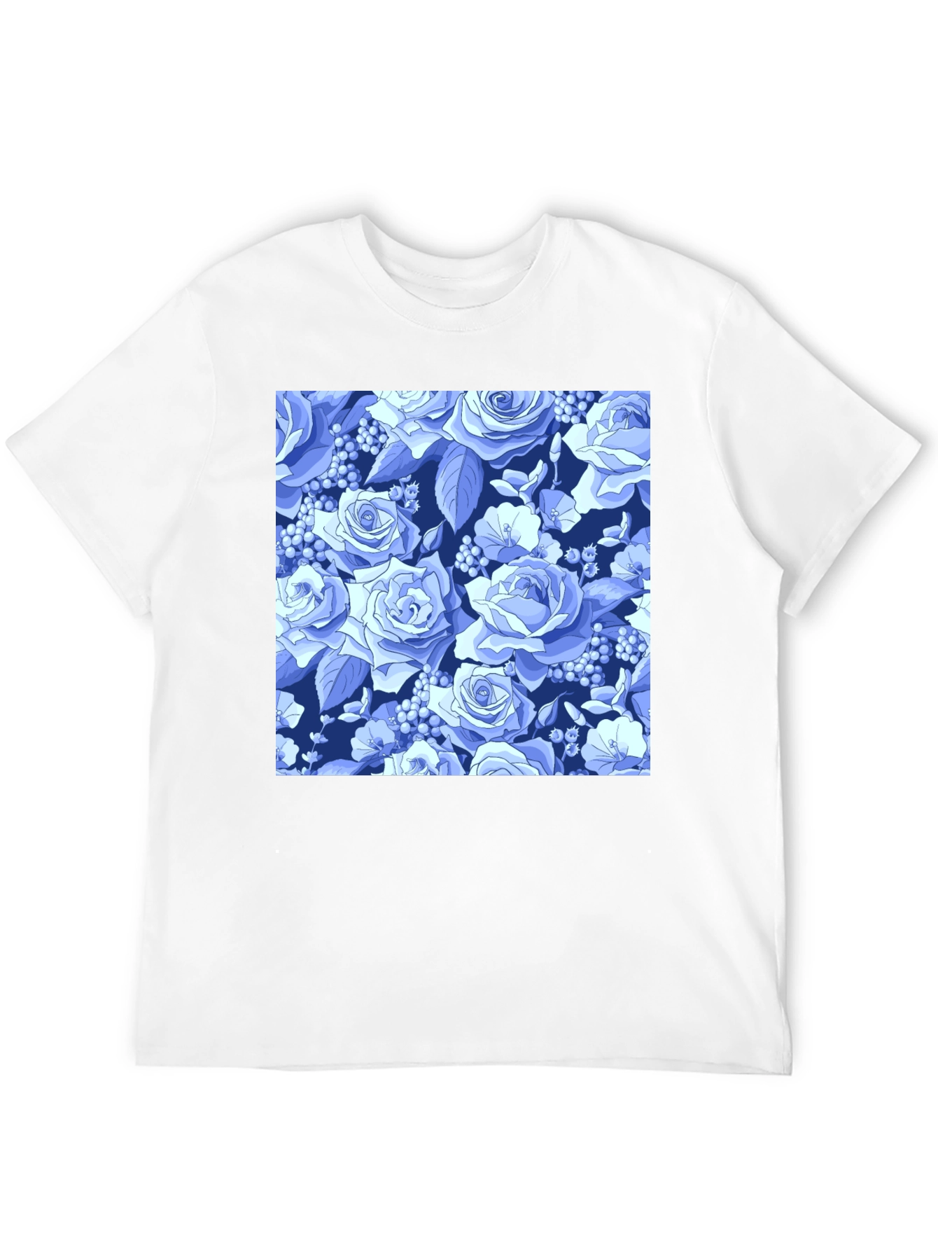 Floral Rose Print Black T-Shirt