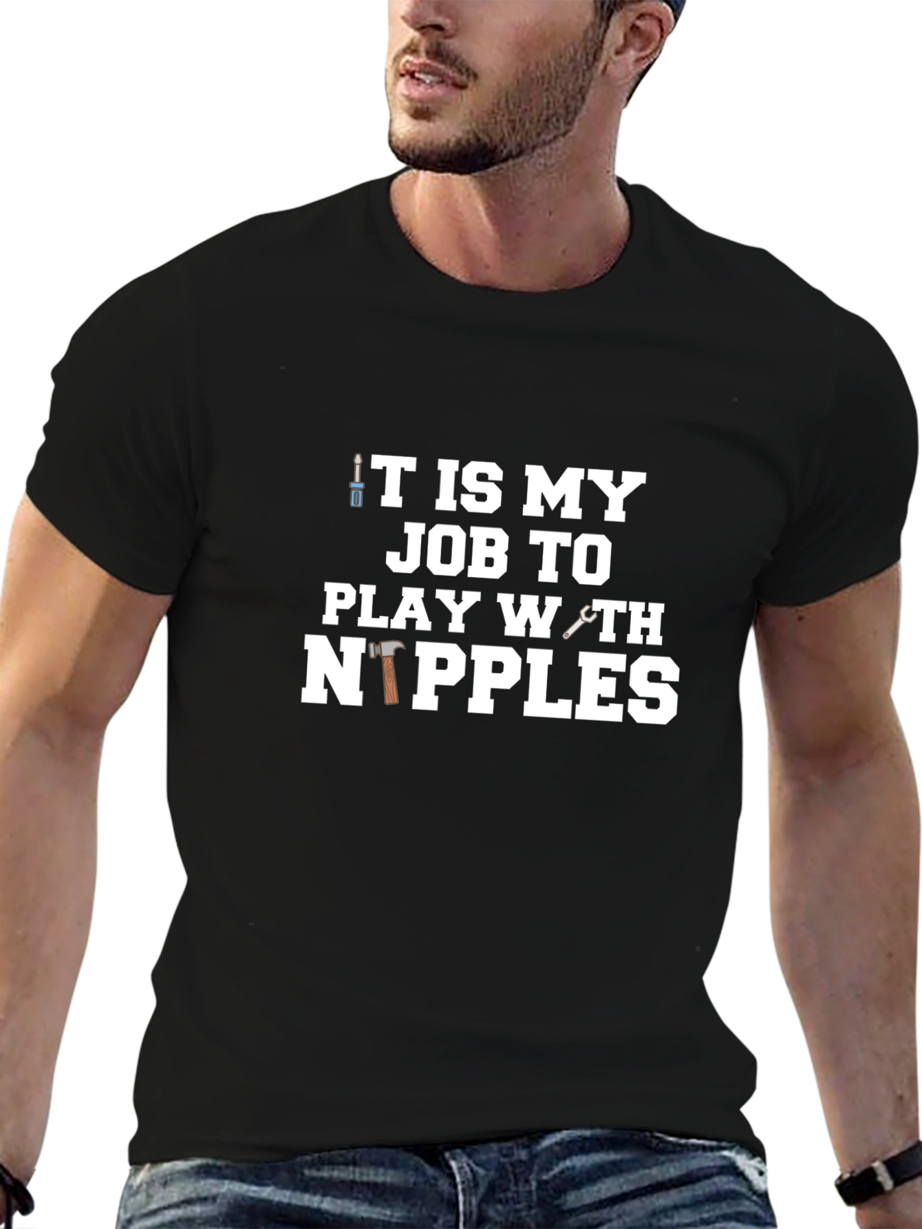 Play With Nipples Funny Graphic Tee Shirt