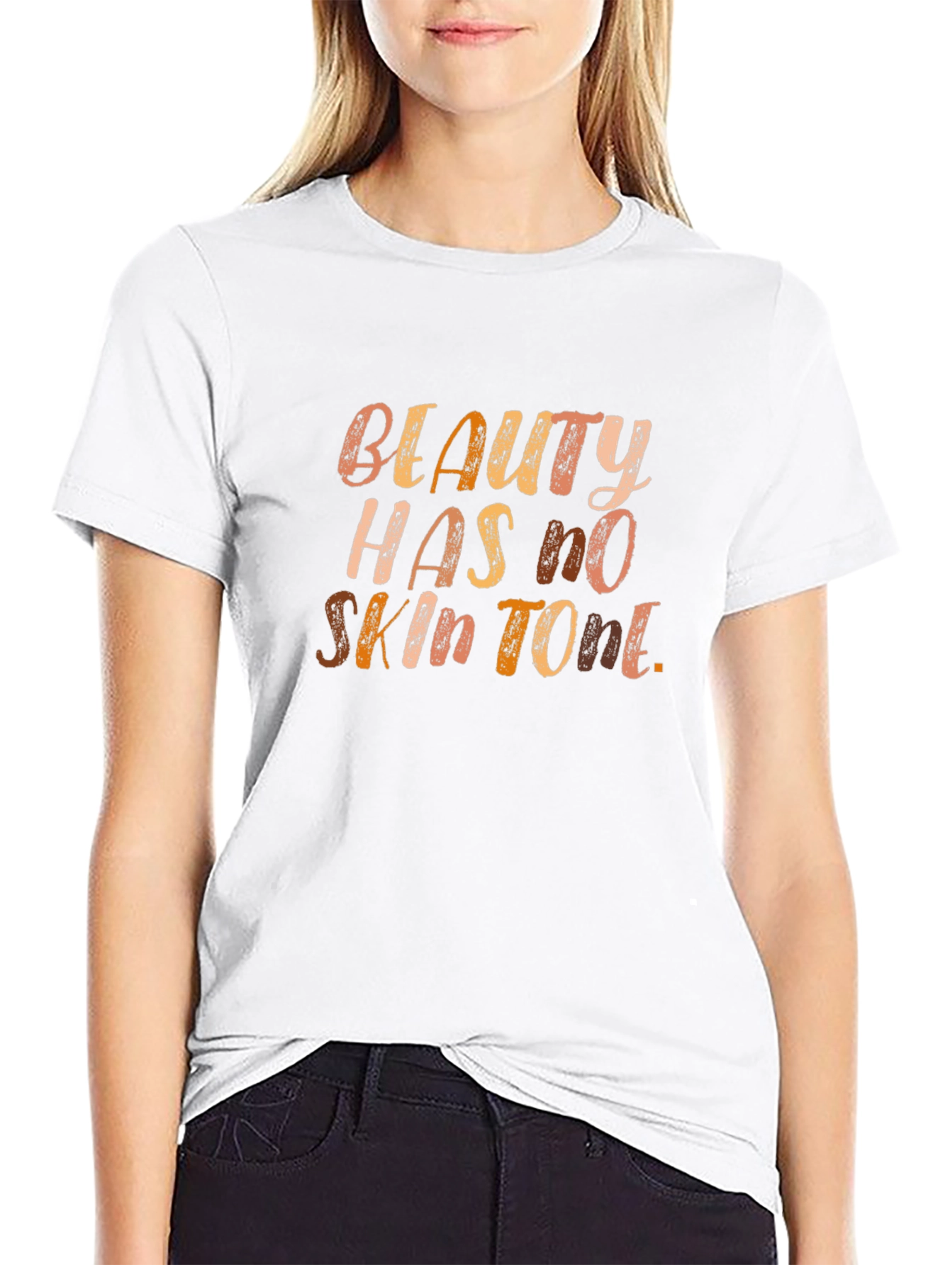 Beauty Has No Skin Tone Graphic Tee - Black