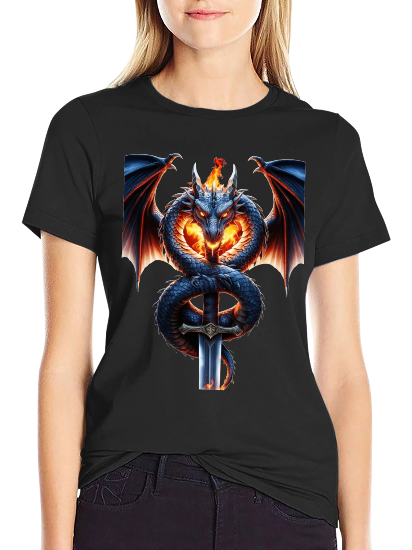 Dragon & Sword Graphic Tee - Fantasy T-Shirt