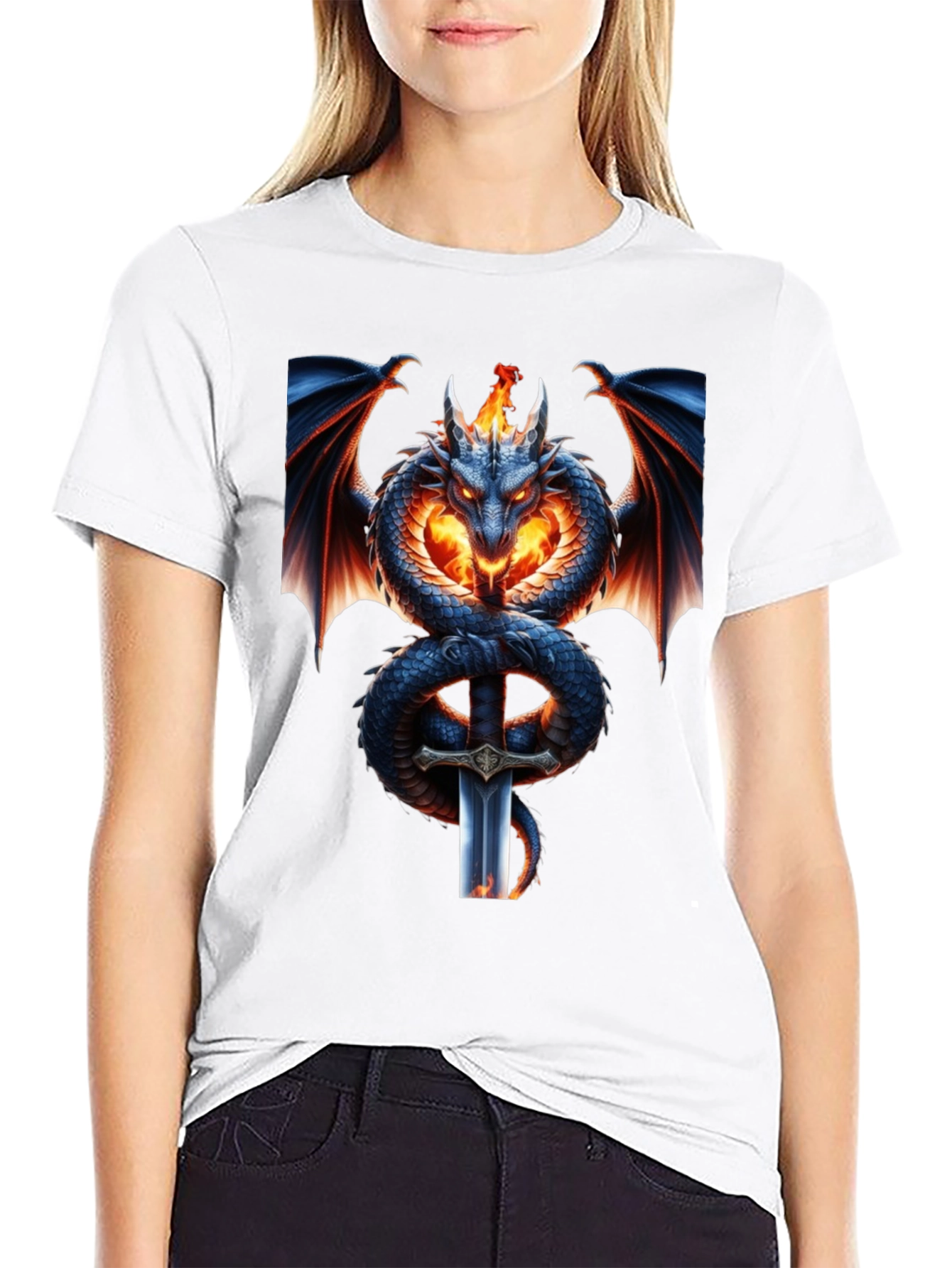 Dragon & Sword Graphic Tee - Fantasy T-Shirt