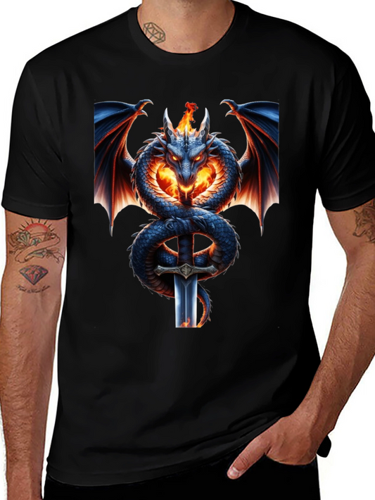 Dragon & Sword Graphic Tee - Fantasy T-Shirt