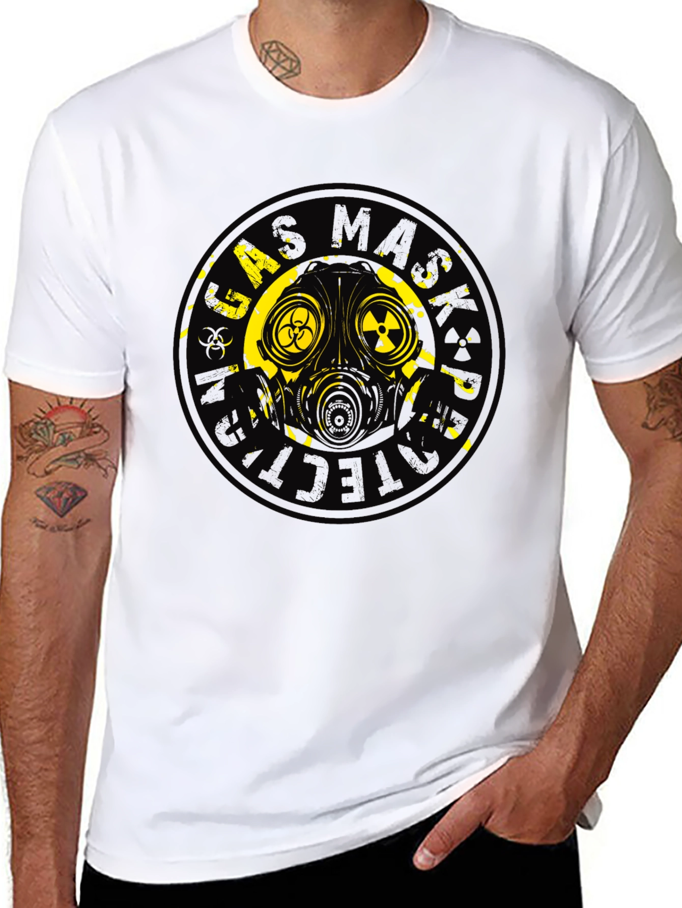 Gas Mask Graphic Print Black T-Shirt