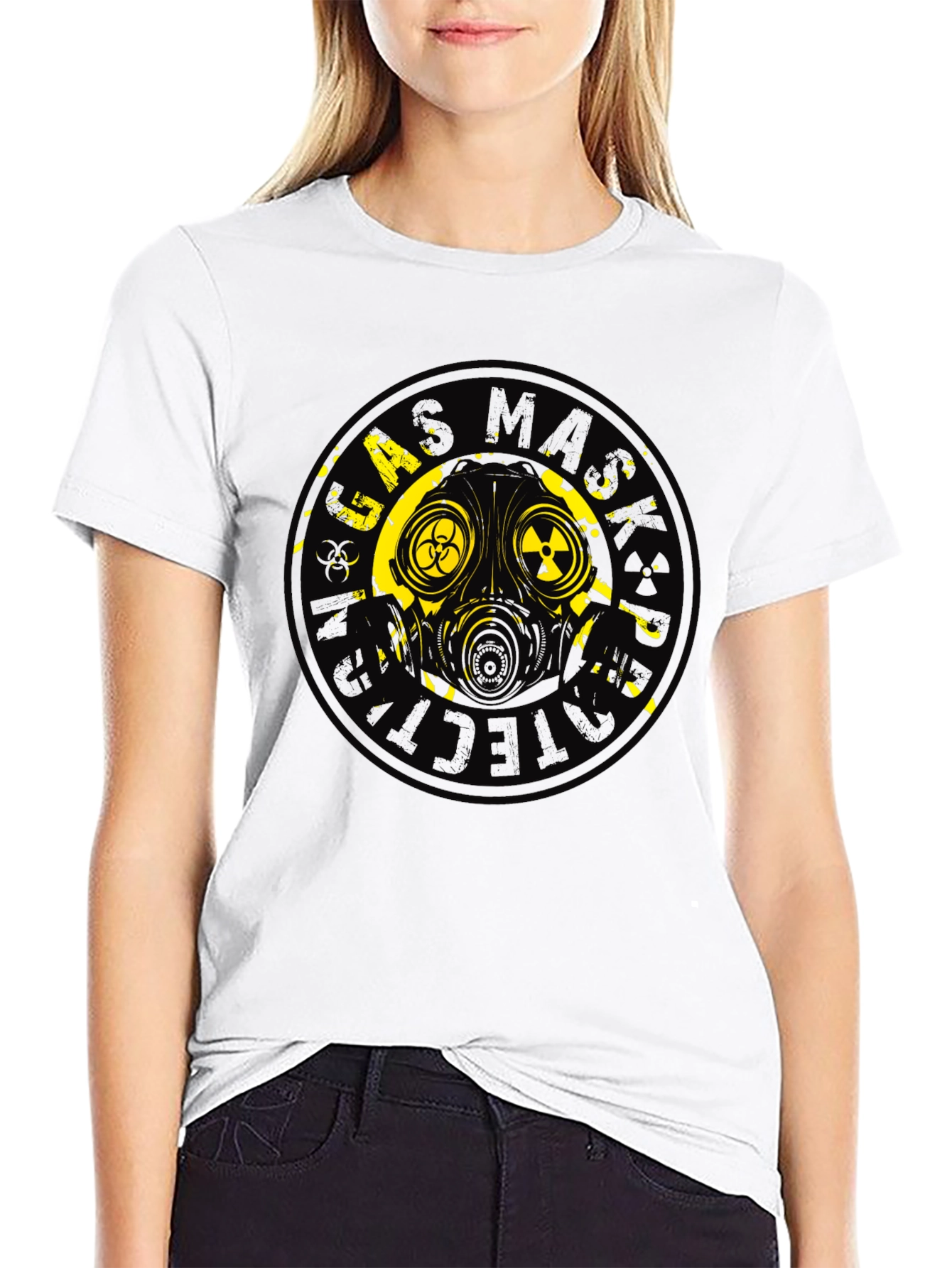 Gas Mask Graphic Print Black T-Shirt