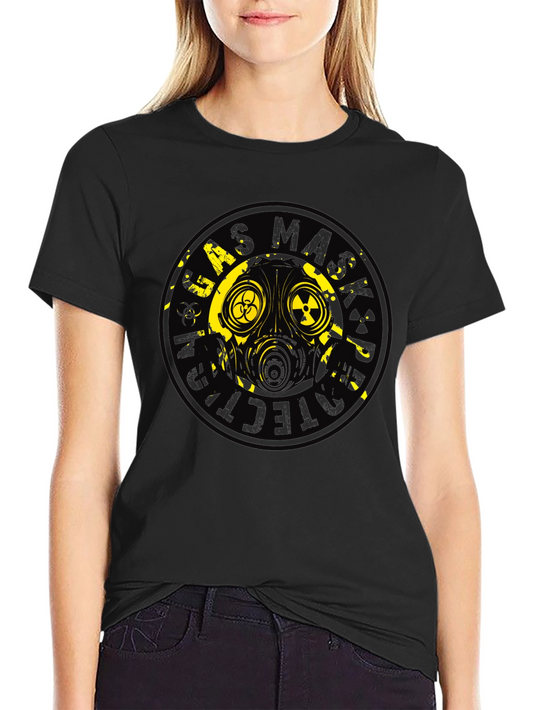 Gas Mask Graphic Print Black T-Shirt
