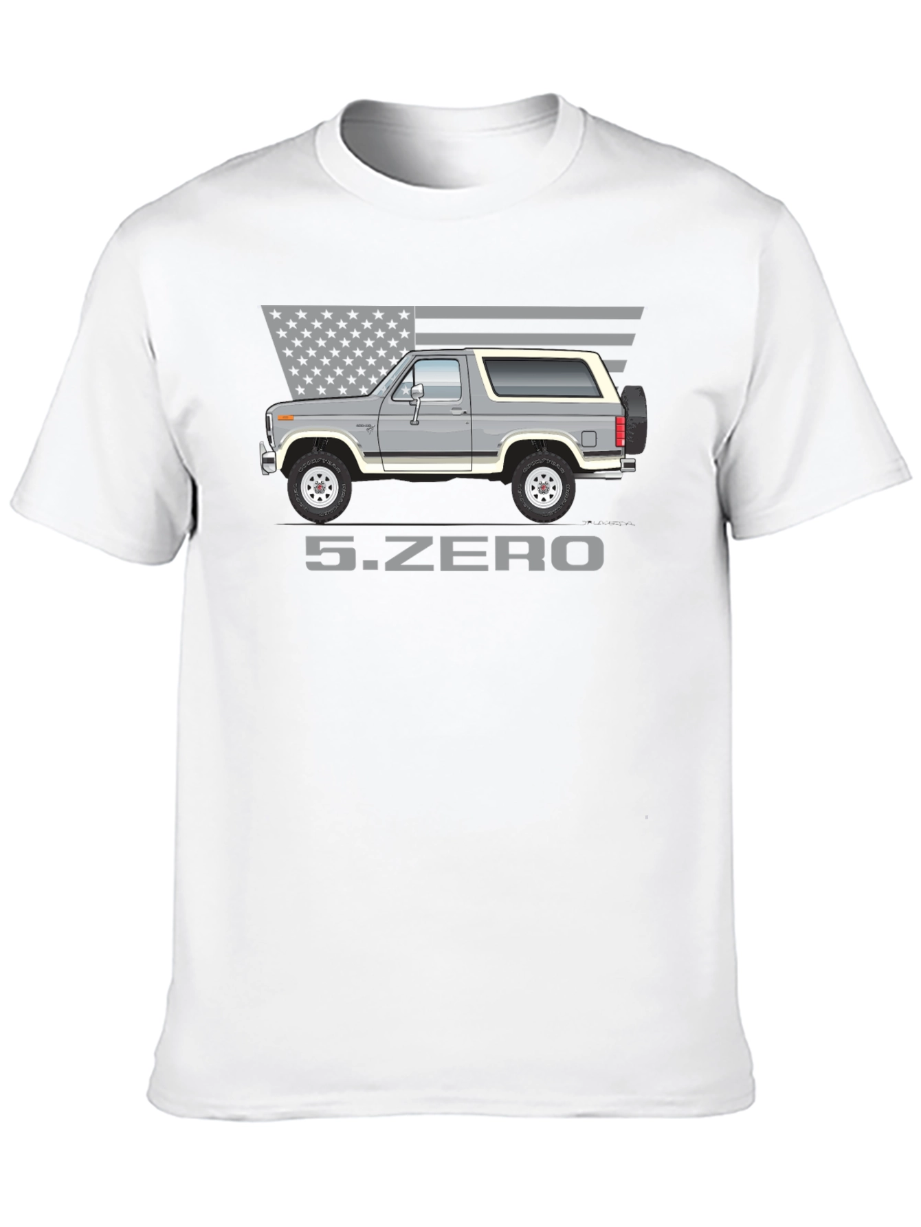5.ZERO Bronco Graphic Tee - Patriotic Car Enthusiast Shirt