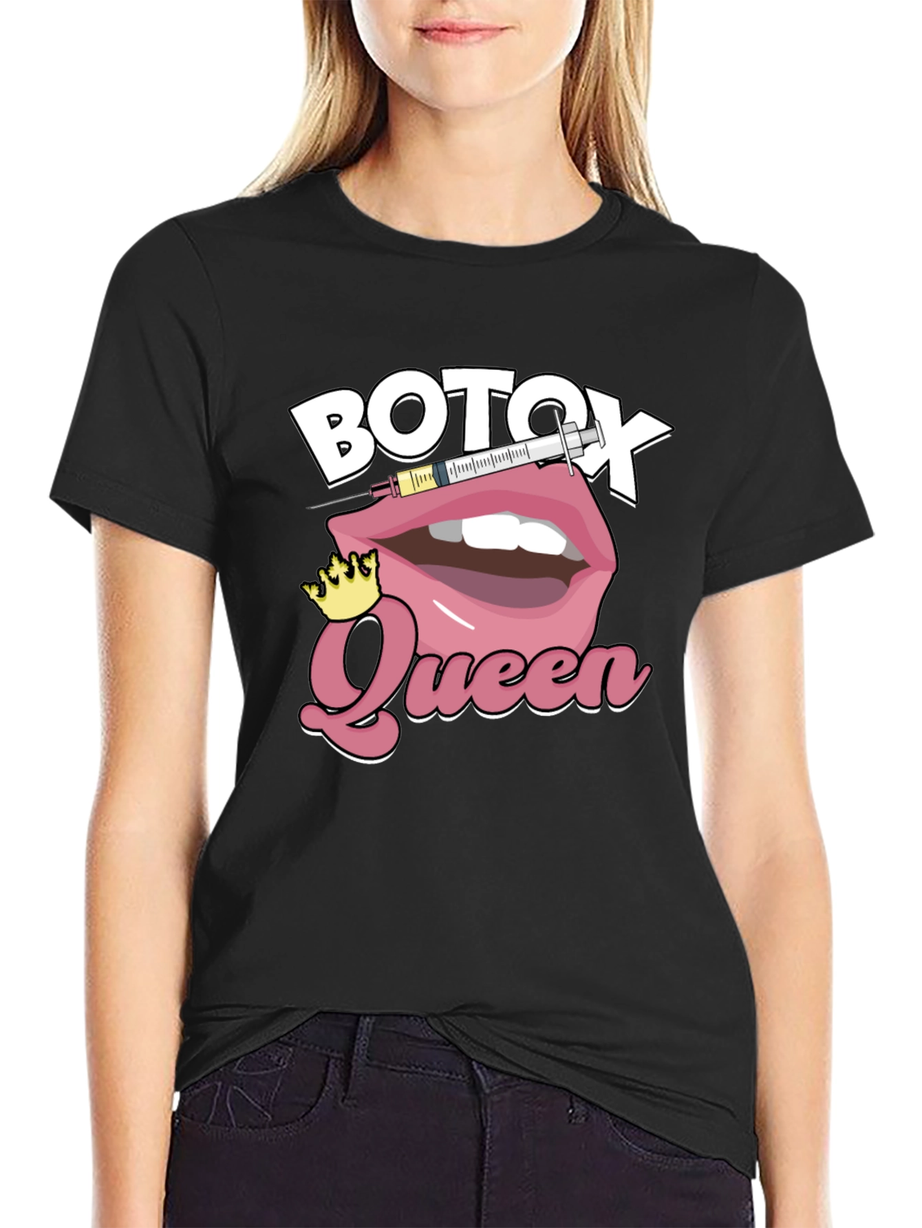 Botox Queen Graphic T-Shirt - Black Cotton Blend
