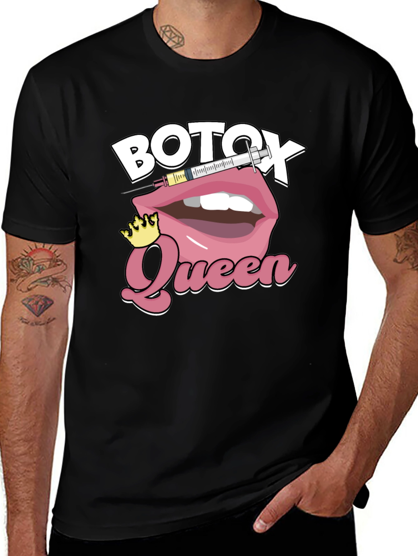 Botox Queen Graphic T-Shirt - Black Cotton Blend