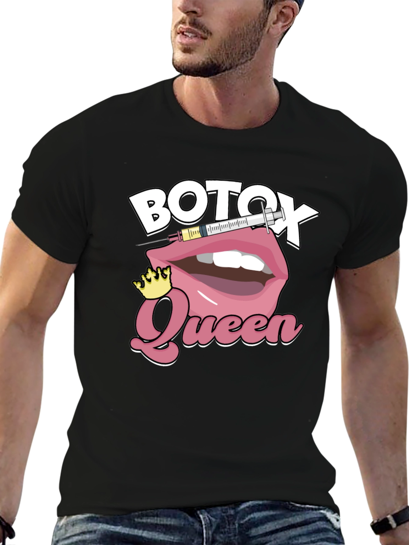 Botox Queen Graphic T-Shirt - Black Cotton Blend