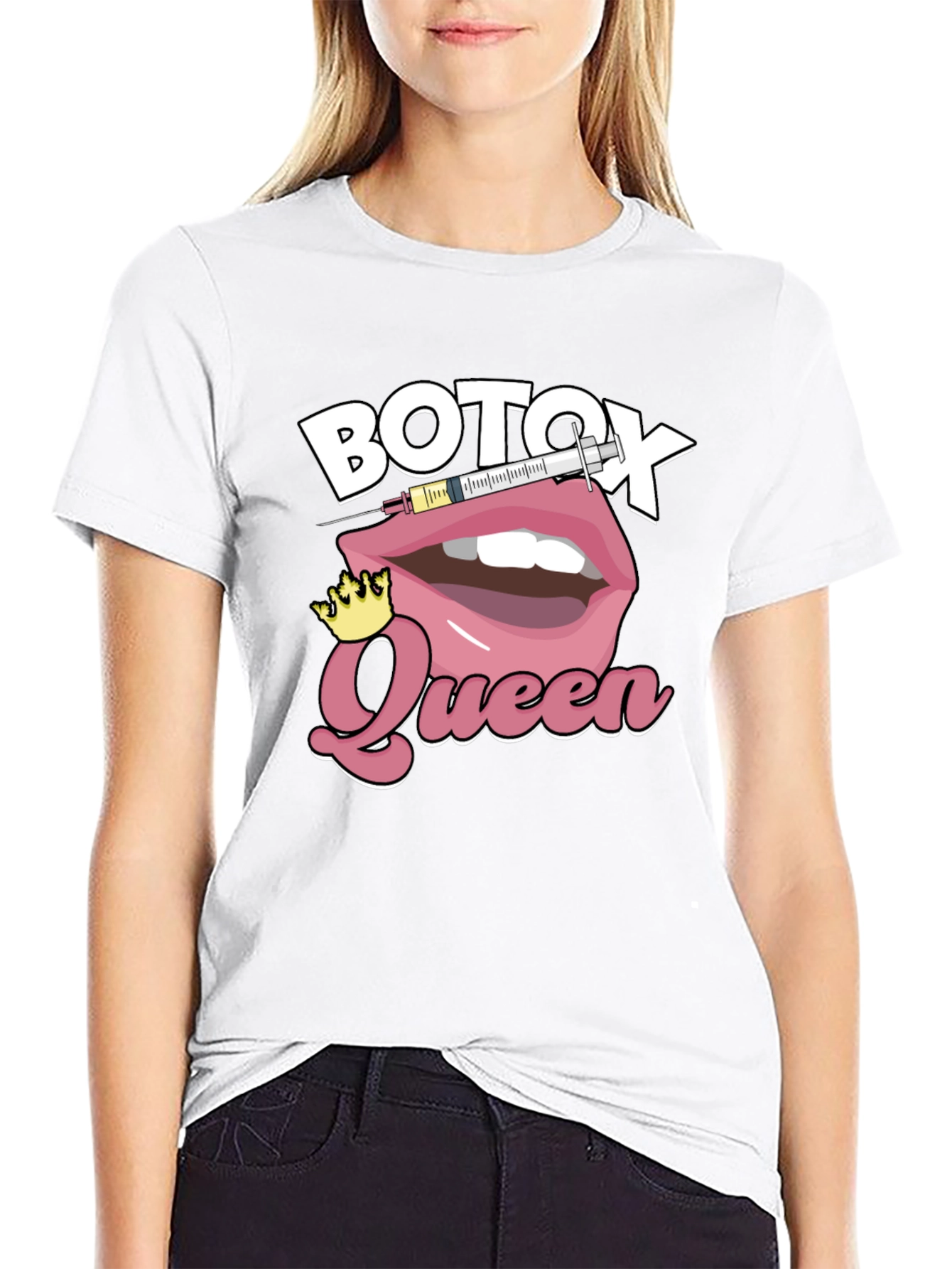 Botox Queen Graphic T-Shirt - Black Cotton Blend
