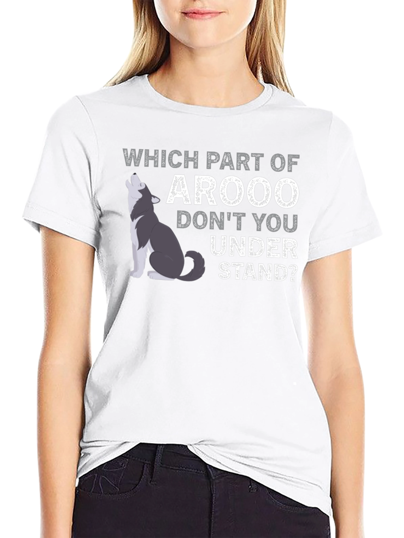 Arooo Wolf Graphic T-Shirt - Funny Animal Tee