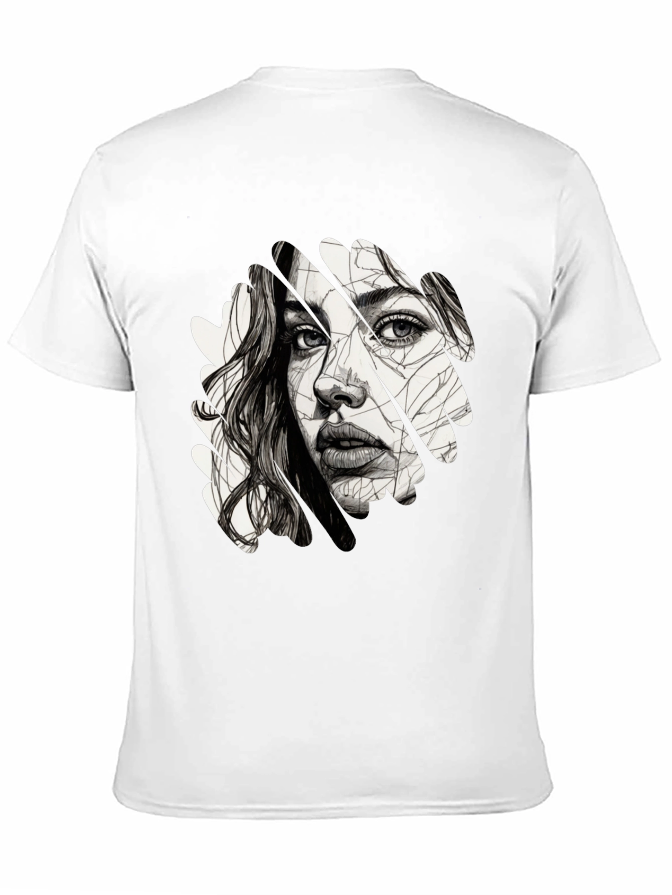 Abstract Woman Face Graphic Black T-Shirt
