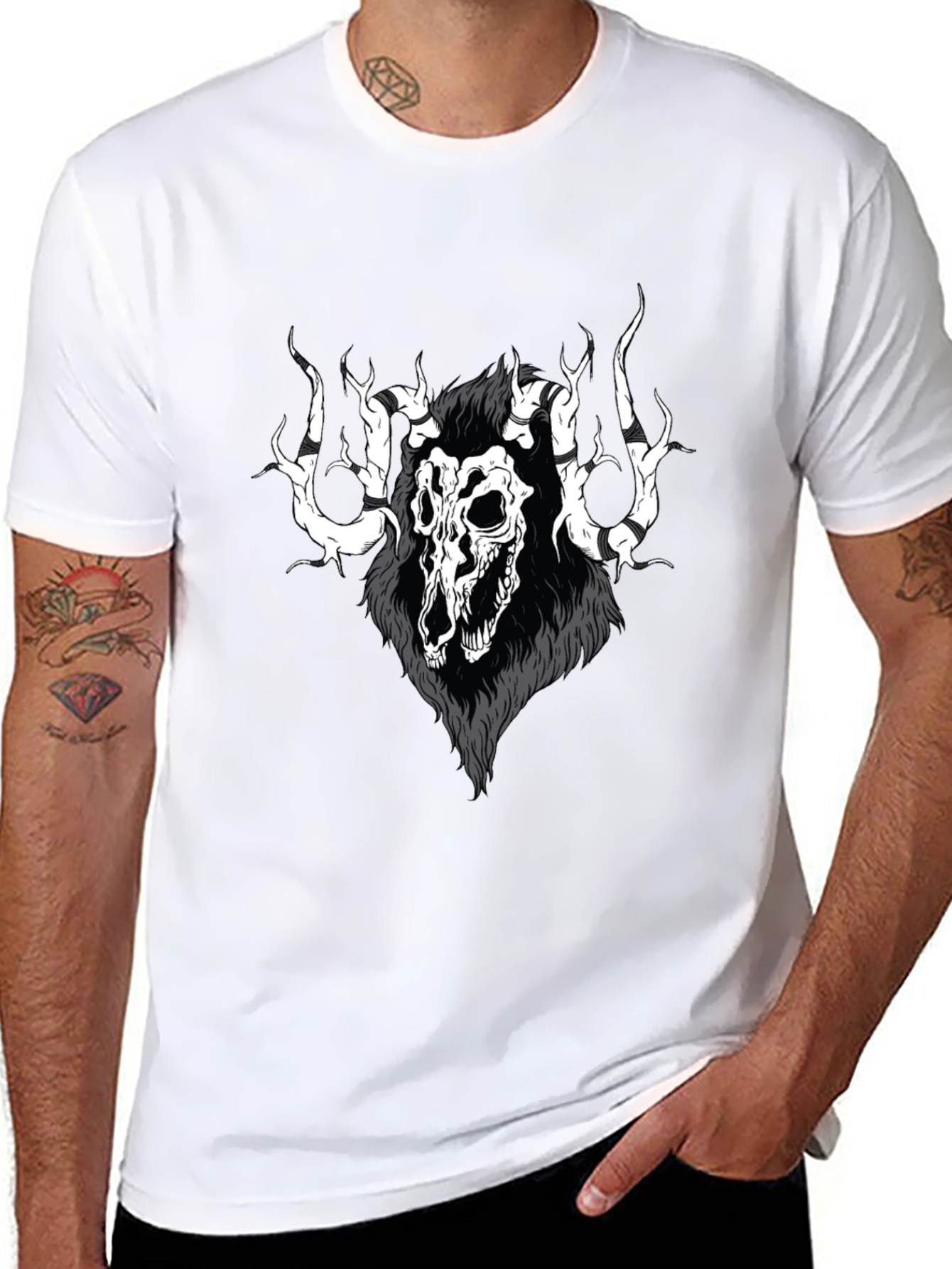 Skull Graphic T-Shirt - Gothic Style Black Tee
