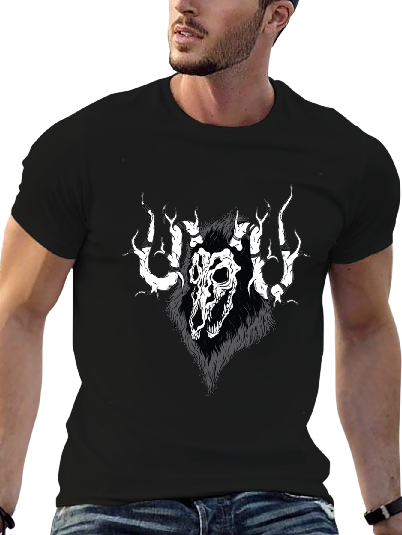Skull Graphic T-Shirt - Gothic Style Black Tee