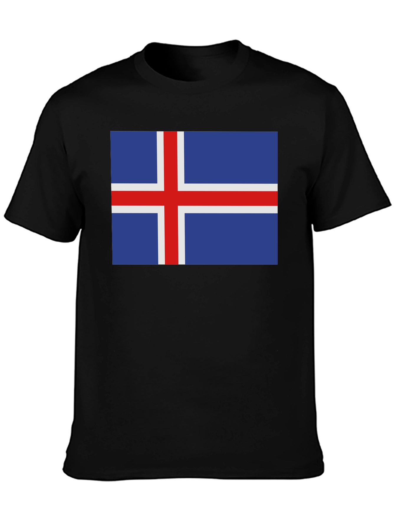 Iceland Flag Graphic Tee - Black Cotton T-Shirt