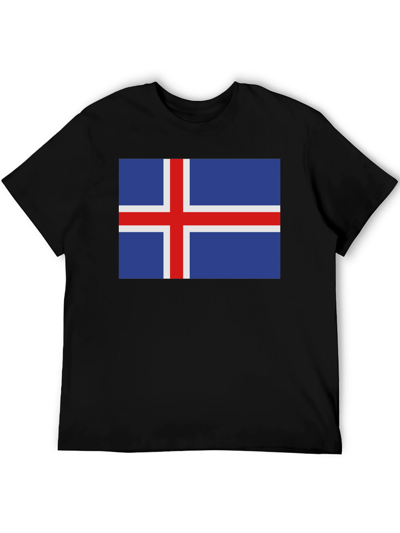 Iceland Flag Graphic Tee - Black Cotton T-Shirt