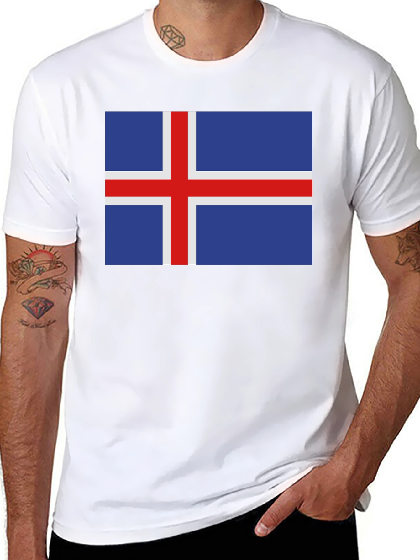 Iceland Flag Graphic Tee - Black Cotton T-Shirt