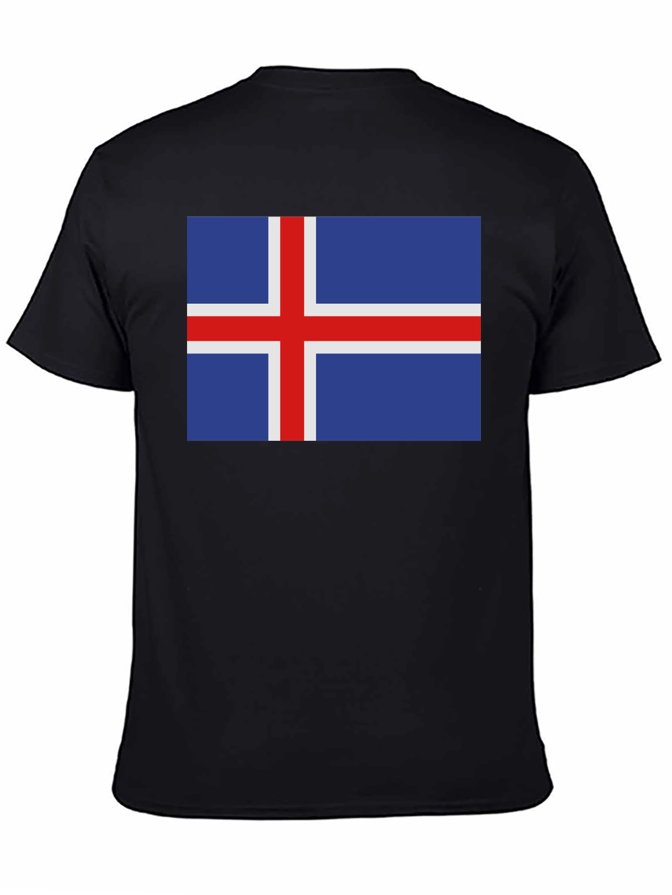 Iceland Flag Graphic Tee - Black Cotton T-Shirt
