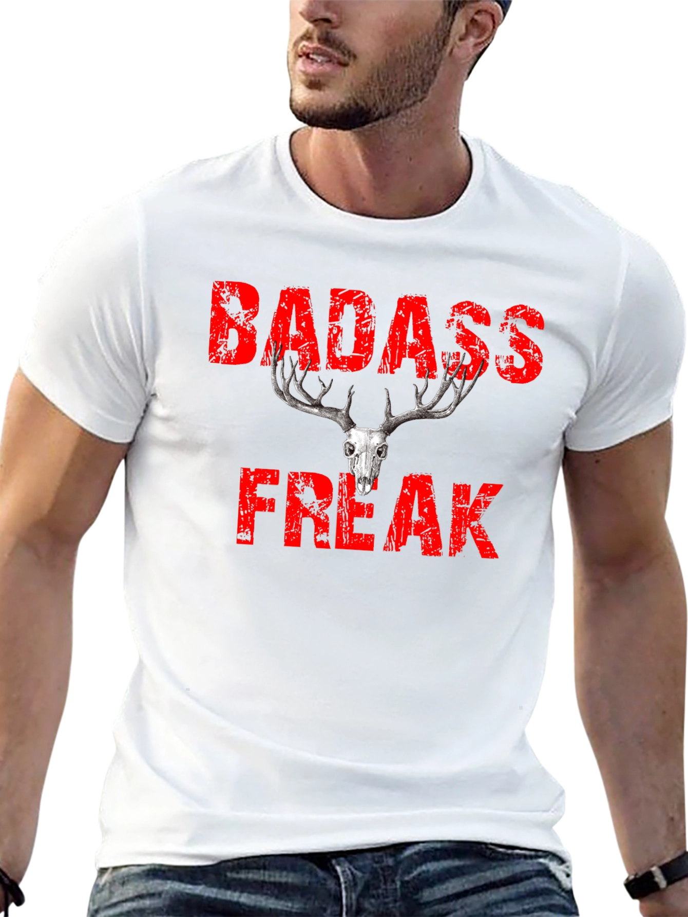 Badass Freak Skull Graphic T-Shirt - Black