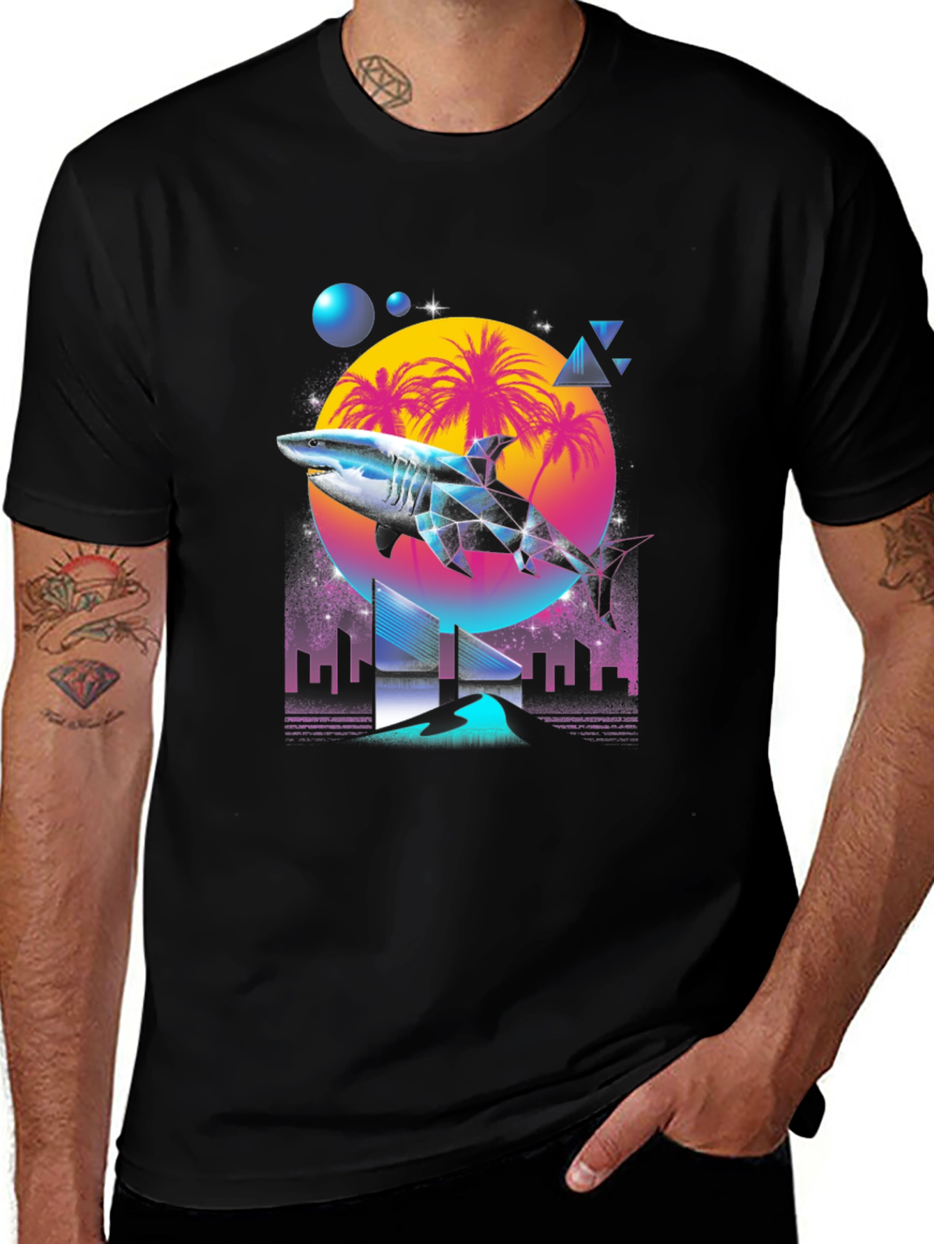 Retro Shark T-Shirt - Synthwave Style