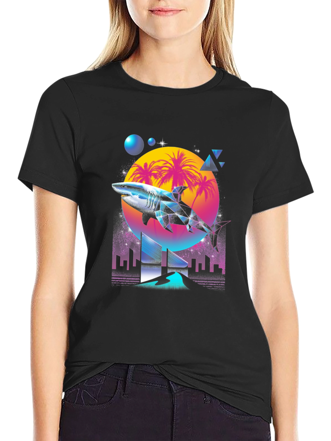 Retro Shark T-Shirt - Synthwave Style