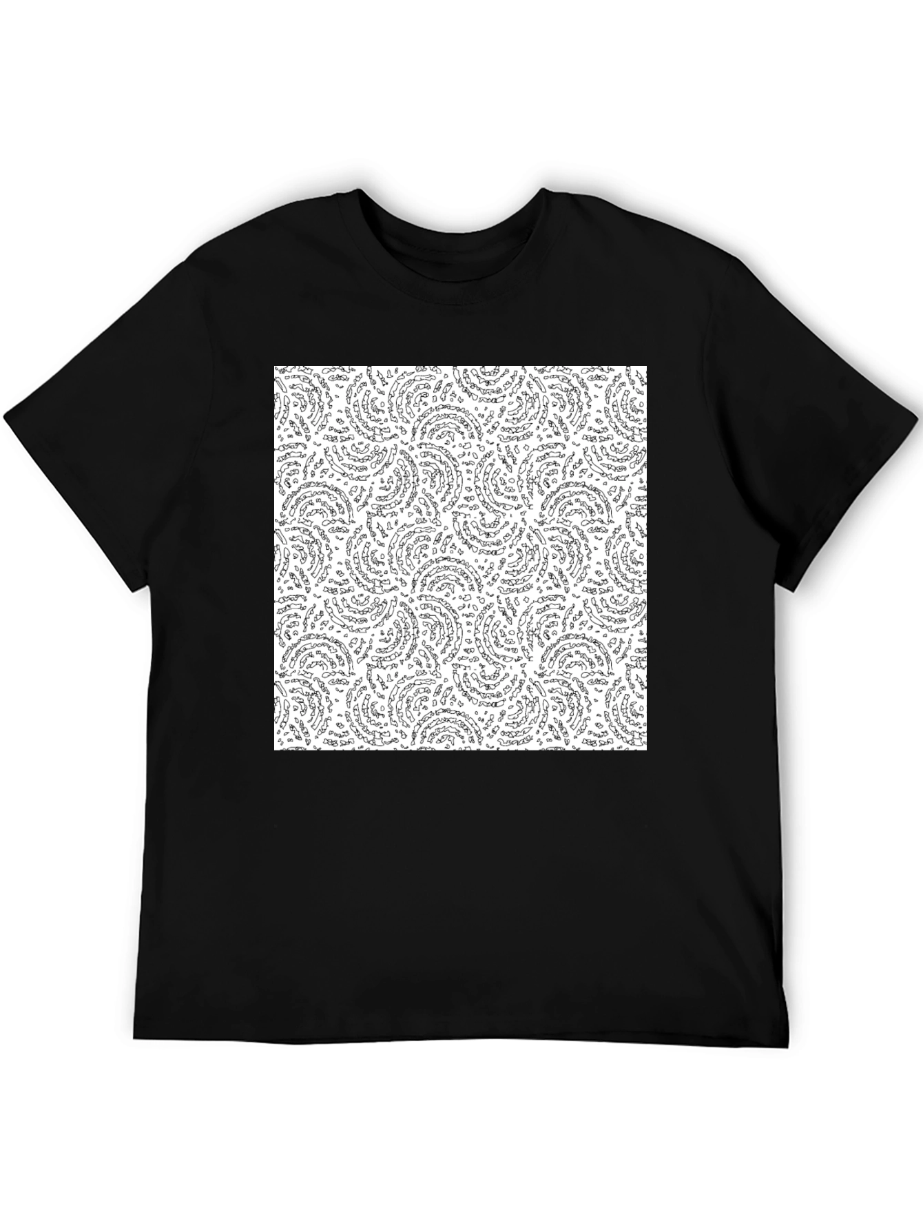Abstract Swirl Pattern Black T-Shirt
