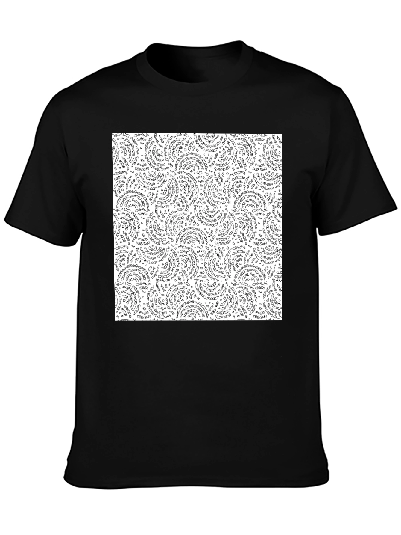 Abstract Swirl Pattern Black T-Shirt