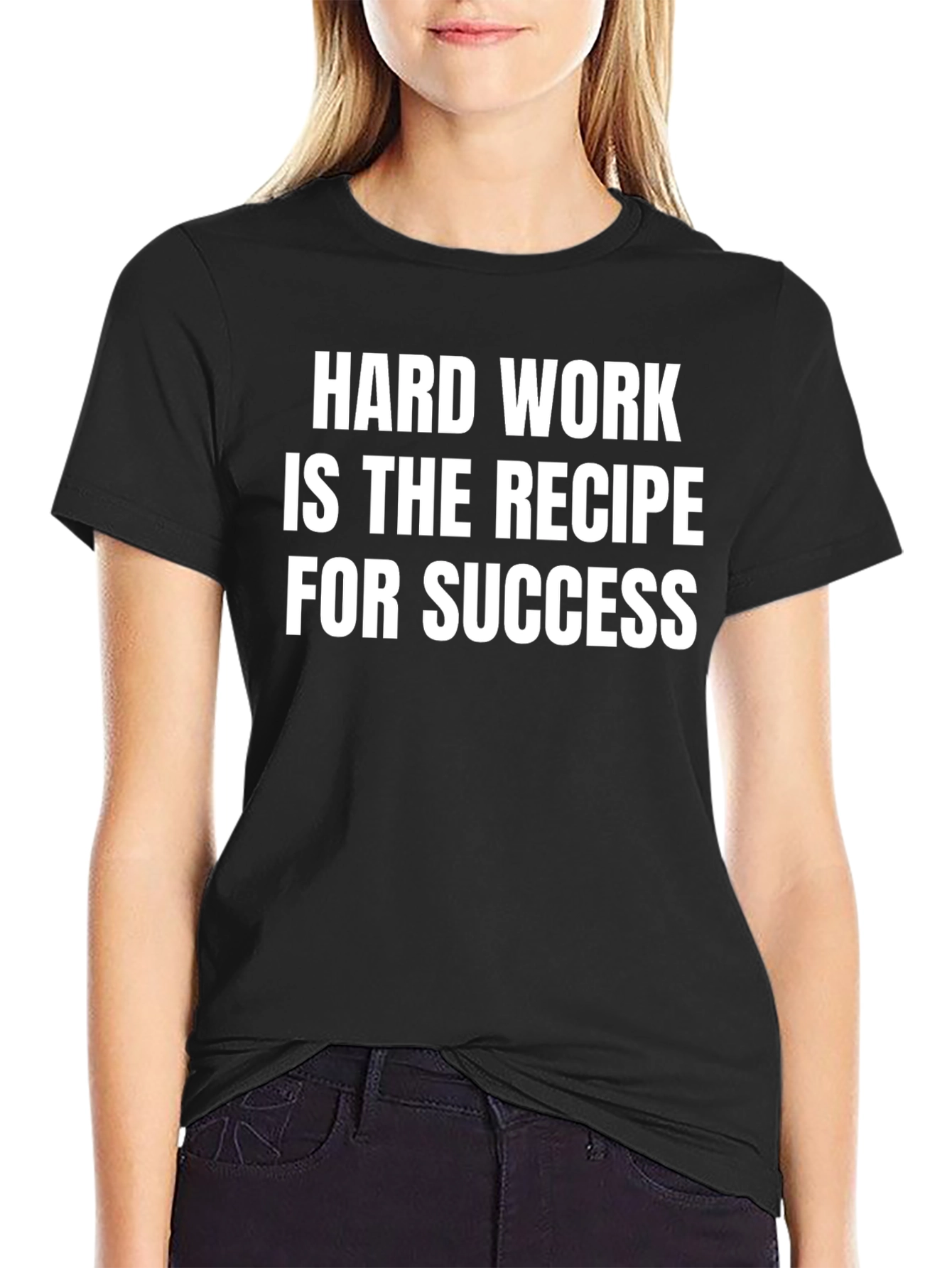 Hard Work Success T-Shirt - Black Crew Neck