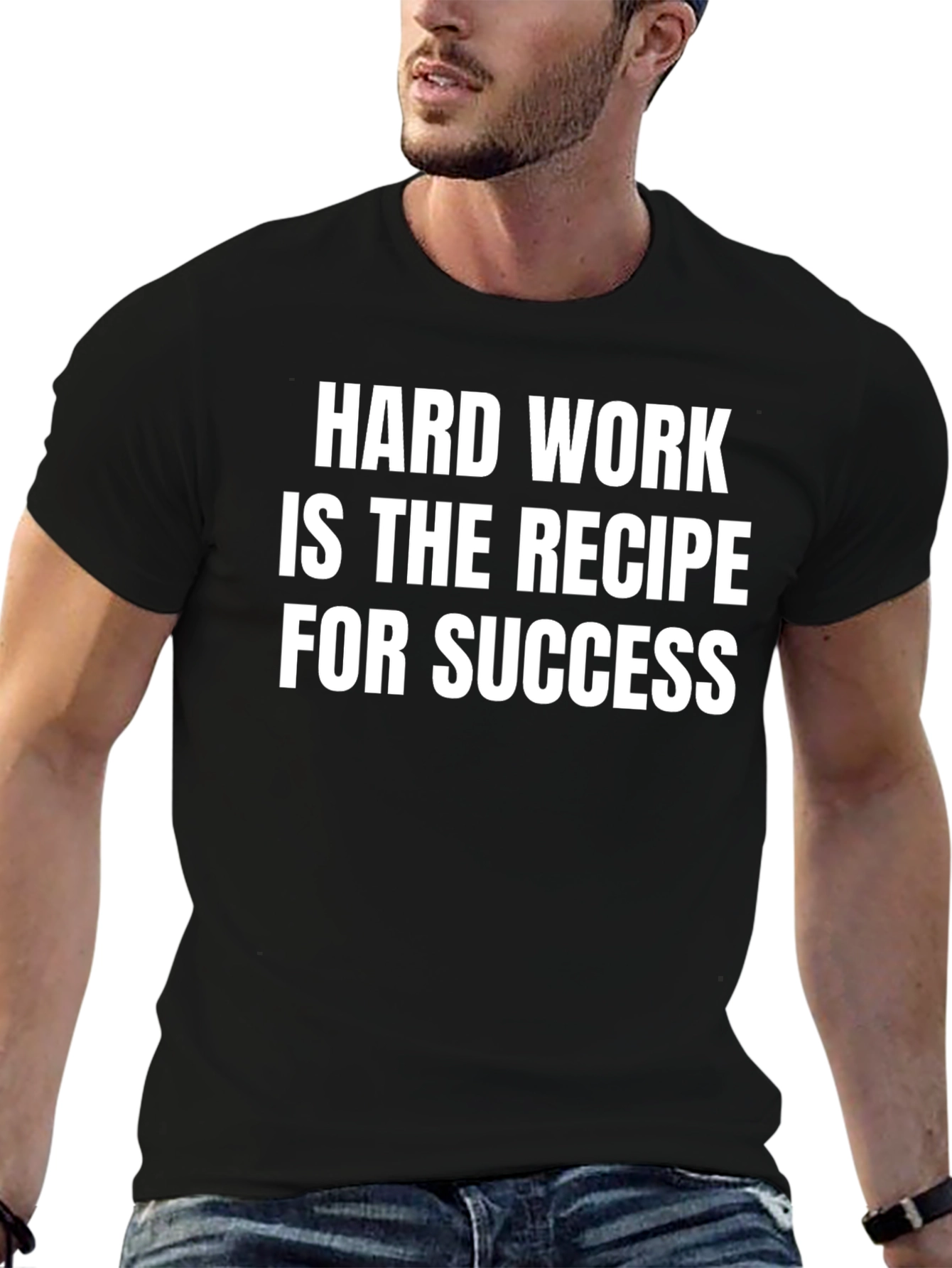 Hard Work Success T-Shirt - Black Crew Neck