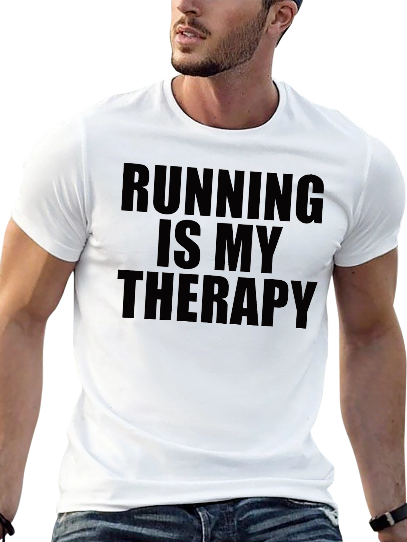 Running is My Therapy - Black Graphic Tee