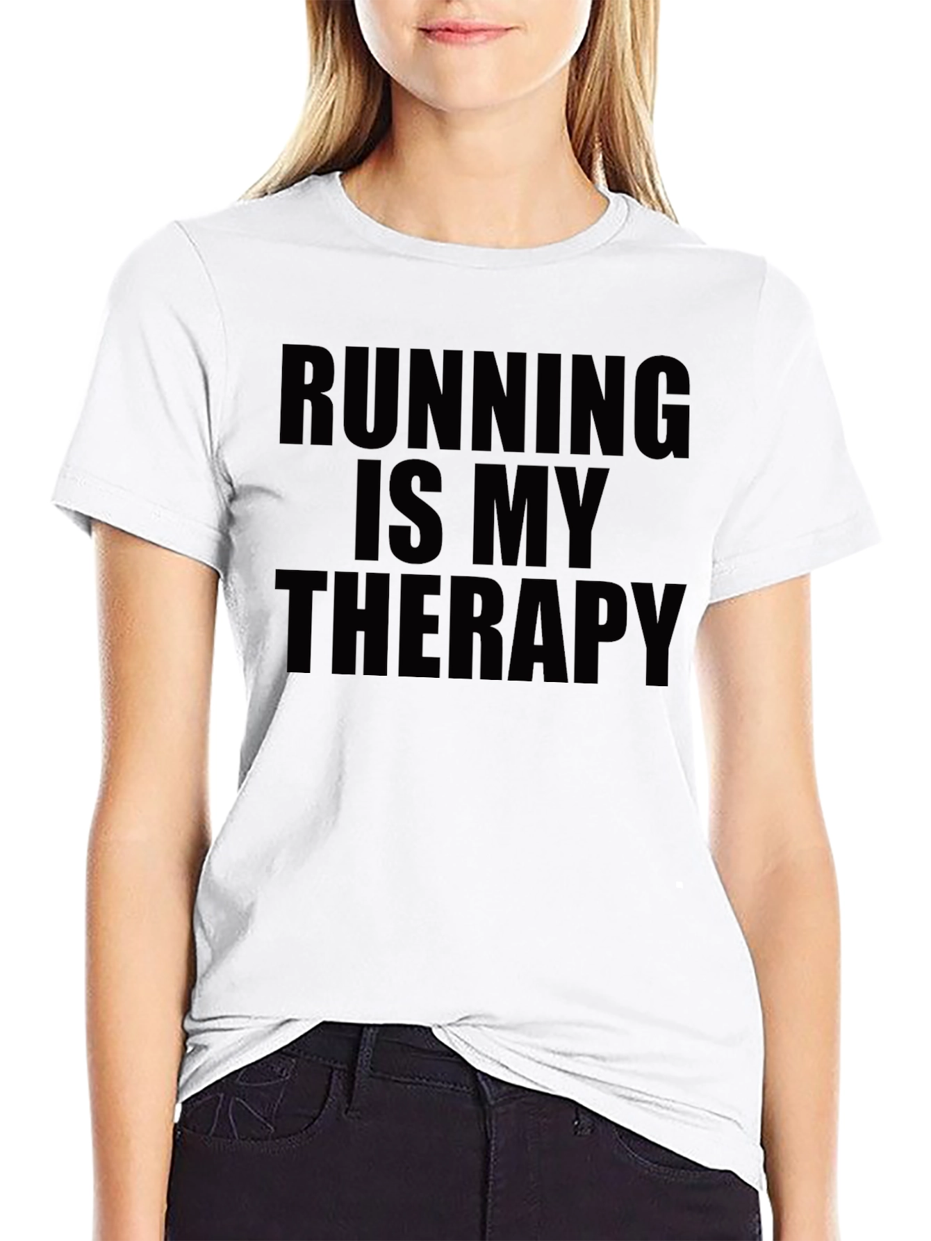 Running is My Therapy - Black Graphic Tee