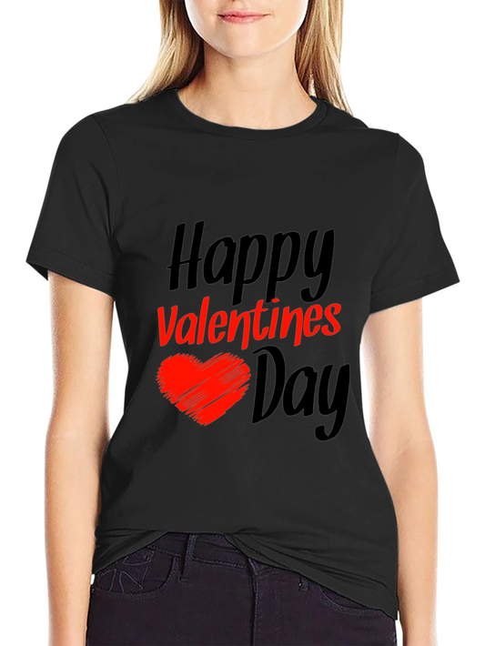 Happy Valentines Day Black T-Shirt