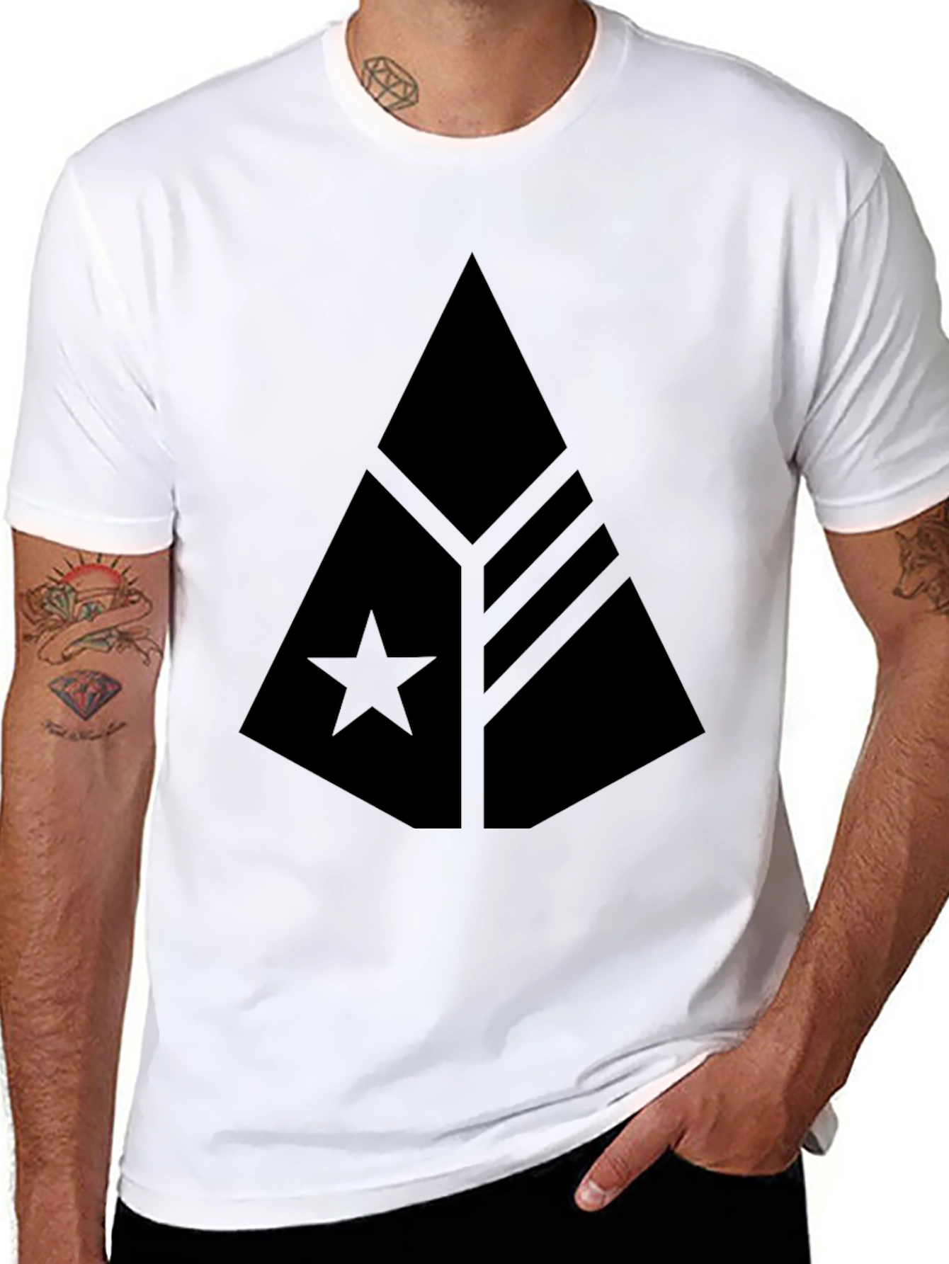Modern Graphic Print Black T-Shirt