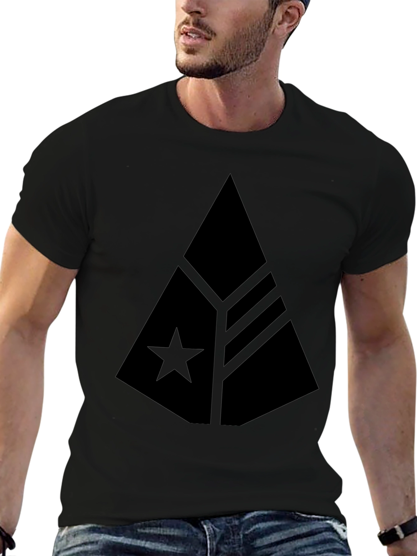 Modern Graphic Print Black T-Shirt