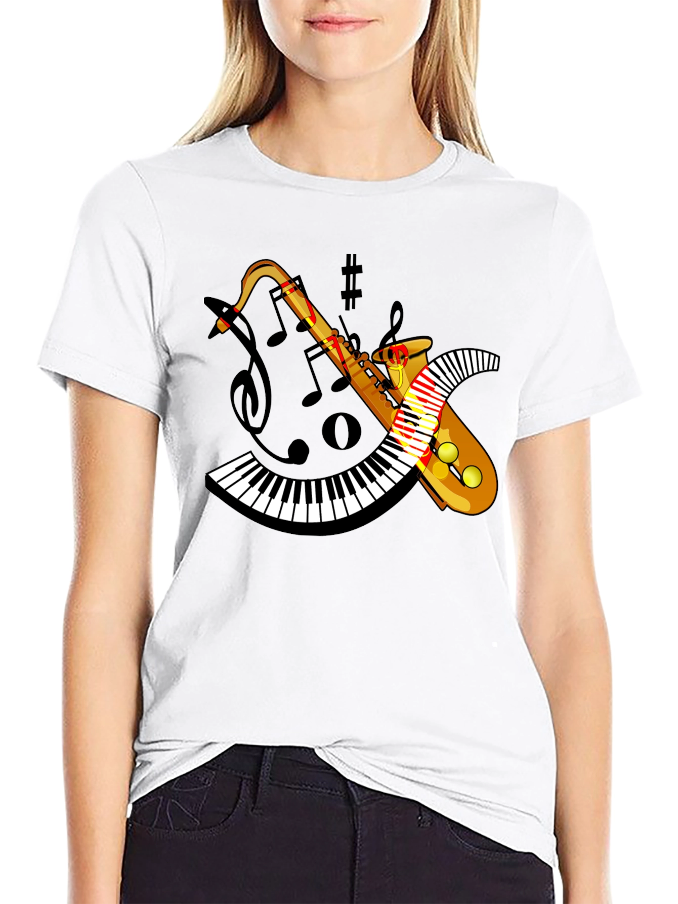 Musical Saxophone Keyboard Graphic T-Shirt